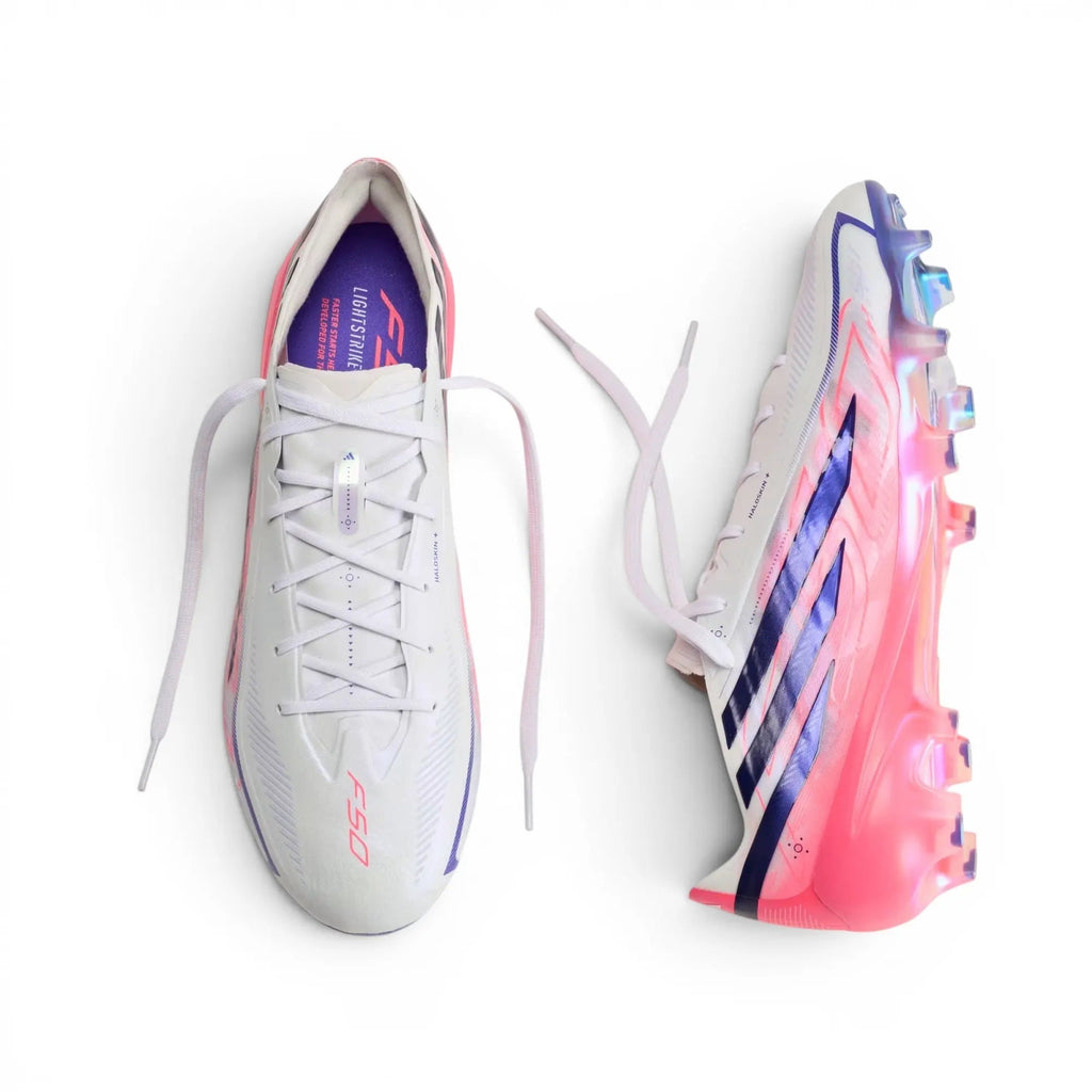 F50 Hyperfast Elite FG Control or Chaos - Blanc/Violet/Solar Turbo