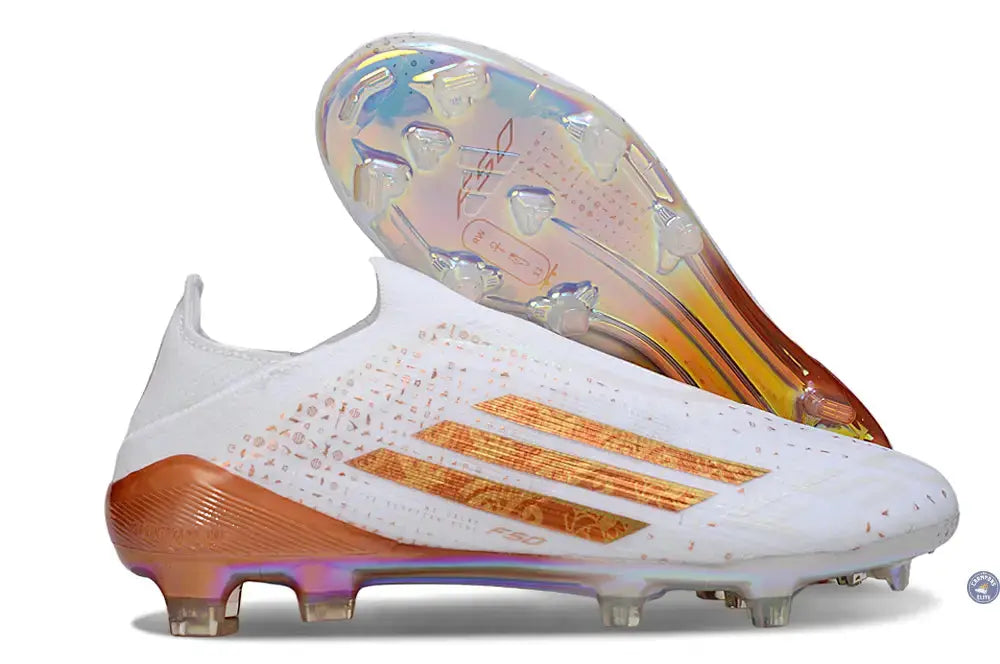 Adidas F50 Laceless Elite FG x Mohamed Salah AFCON - Blanc/Bronze Édition Limitée