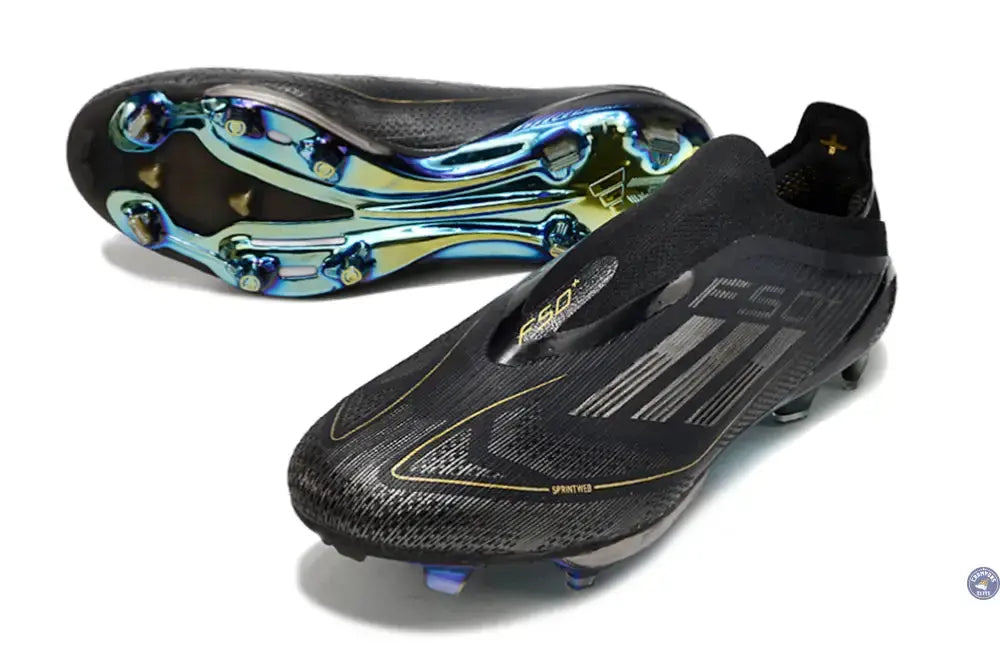 Adidas F50 + Laceless FG Dark Spark - Noir/Argenté/Doré