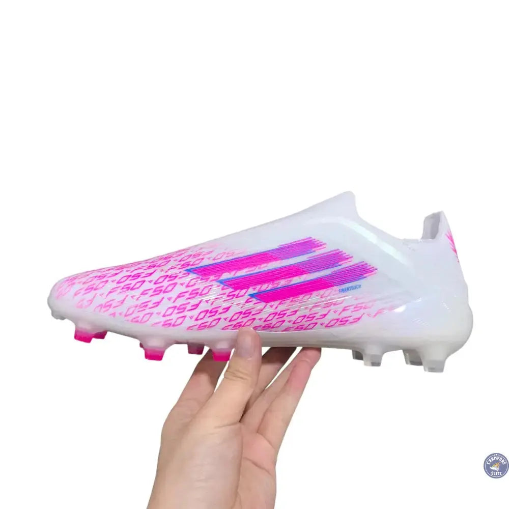 Adidas F50 Laceless Sparkfusion Elite FG/AG Trinity - Blanc/Rose