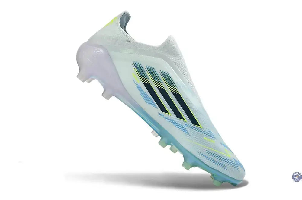 Adidas F50 Sparkfusion League Low Cut Laceless FG Ice Cold Precision - Bleu/Dune Pearl/Jaune