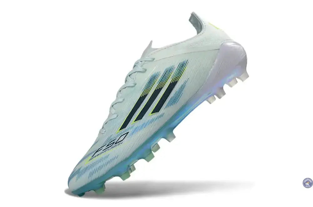 Adidas F50 Sparkfusion League Low Cut Lacets FG Ice Cold Precision - Bleu/Dune Pearl/Jaune
