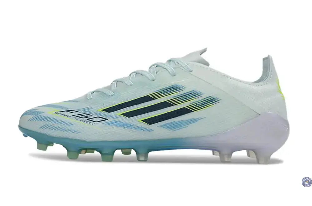 Adidas F50 Sparkfusion League Low Cut Lacets FG Ice Cold Precision - Bleu/Dune Pearl/Jaune