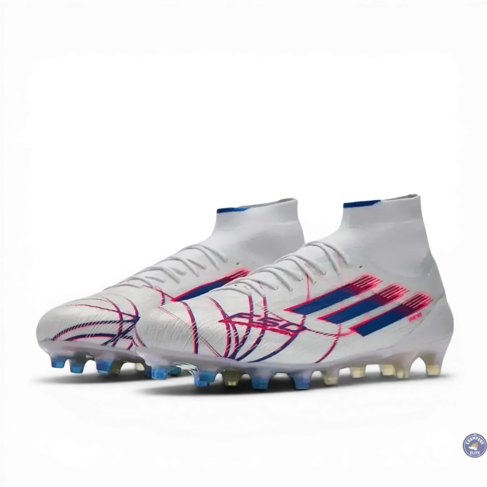 Adidas F50 Sparkfusion Mid Cut Lacets FG - Blanc/Bleu/Rouge