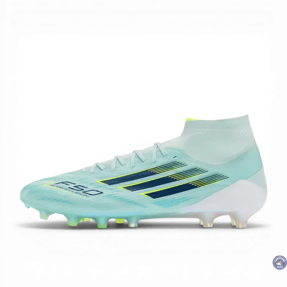 Adidas F50 Sparkfusion Mid Cut Lacets FG - Turquoise/Bleu Marine/Blanc