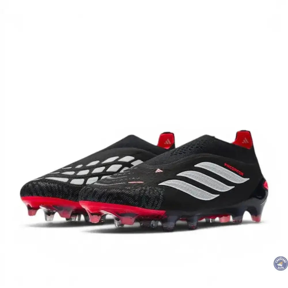 Adidas Predator 26 Elite Laceless FG Immortal DNA - Noir/Blanc/Lucid Red