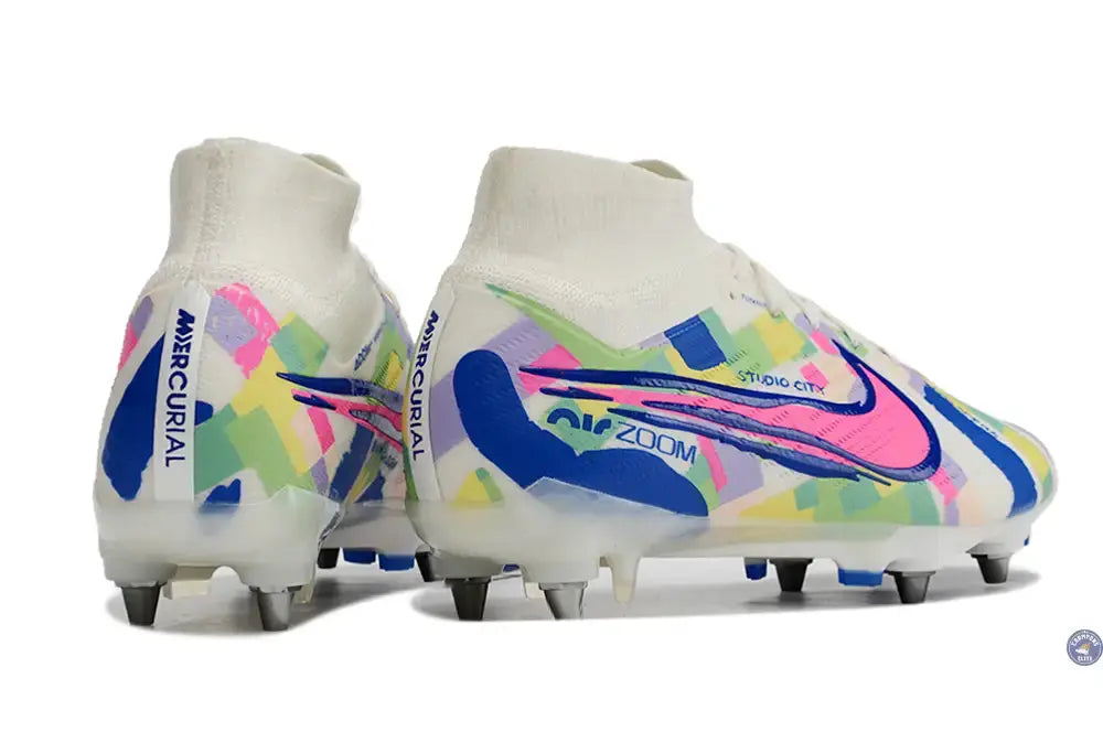 Air Zoom Mercurial Superfly 9 SG - Blanc/Vert/Bleu/Jaune/Rose