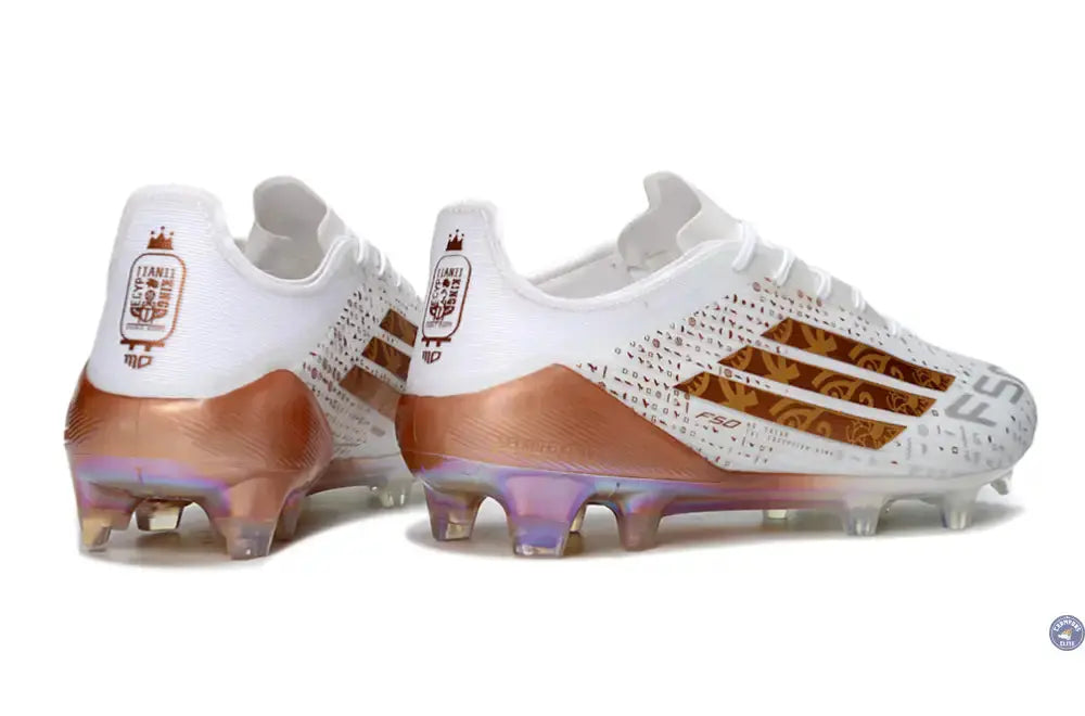 F50 ELITE FG x MOHAMED SALAH AFCON - BLANC/BRONZE ÉDITION LIMITÉE