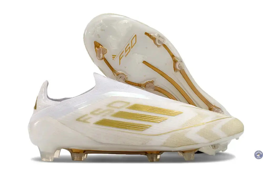 F50 Elite Laceless FG Day Spark - Blanc/Doré/Blanc