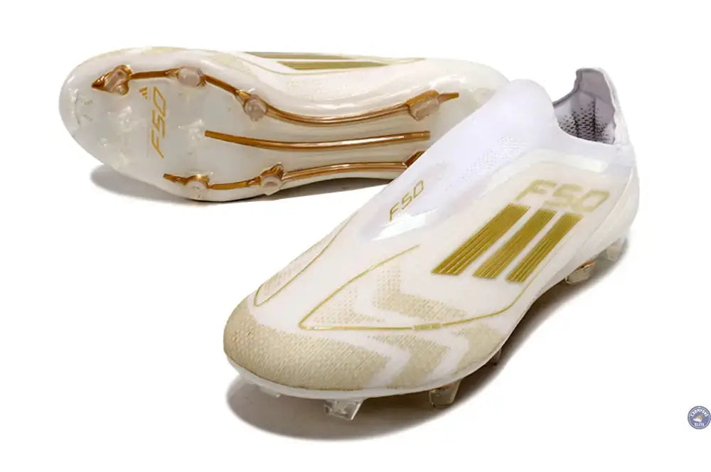 F50 Elite Laceless FG Day Spark - Blanc/Doré/Blanc