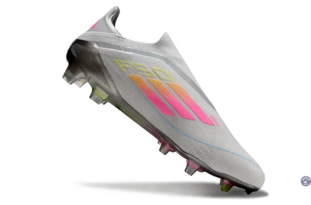 F50 Elite Laceless FG Gris/Rose/Jaune