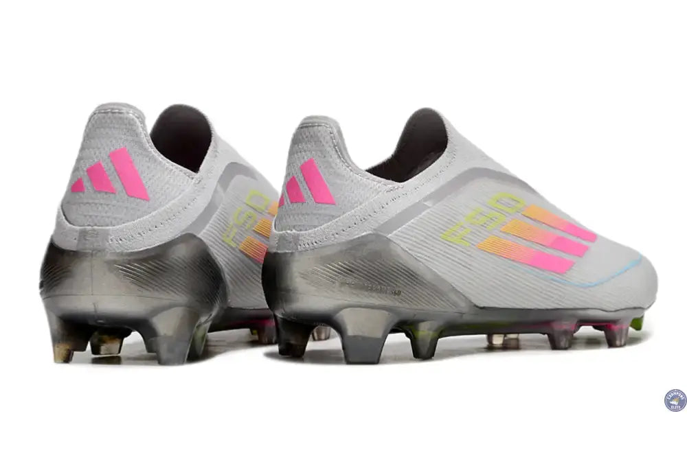 F50 Elite Laceless FG Gris/Rose/Jaune