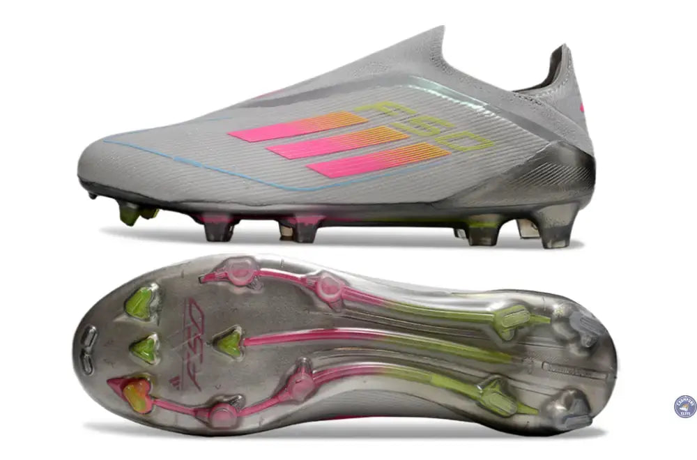 F50 Elite Laceless FG Gris/Rose/Jaune