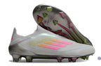 F50 Elite Laceless FG Gris/Rose/Jaune