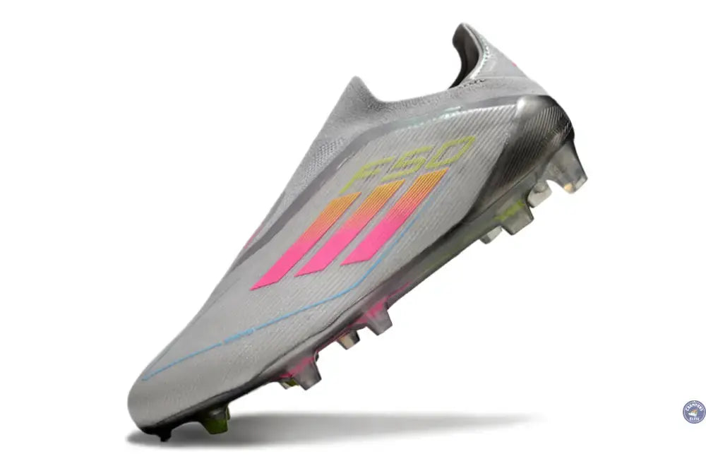 F50 Elite Laceless FG Gris/Rose/Jaune