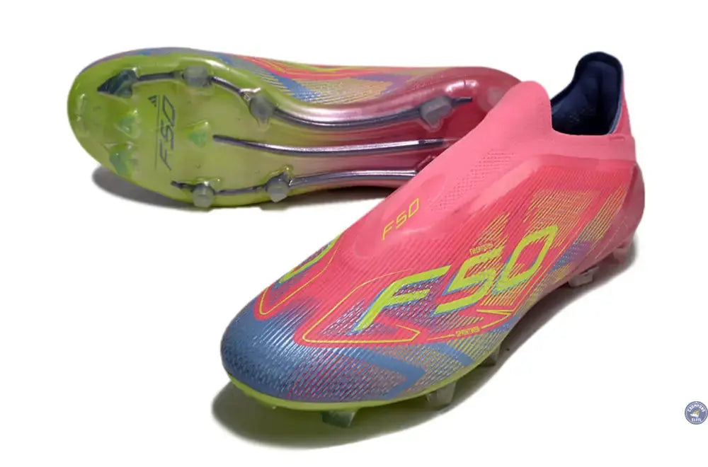 F50 Elite Laceless FG Mystic Victory - Lucid Pink/Lucid Lemon/Blue Fusion