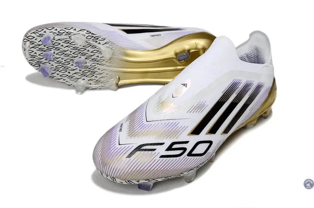 F50 Elite Laceless FG Road to Glory - Blanc/Noir/Doré