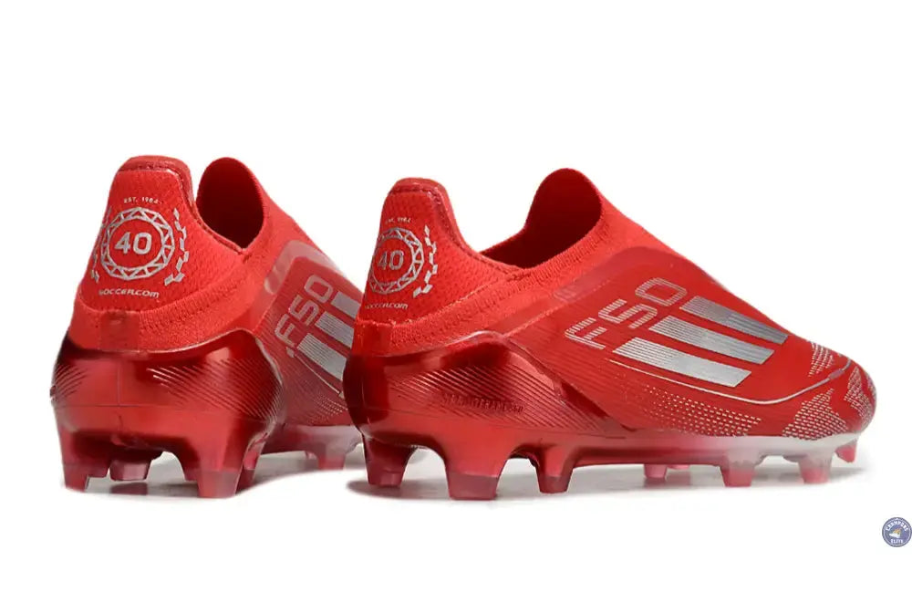 F50 Elite Laceless FG Soccer.com 40th Anniversary Pack Rouge/Argent