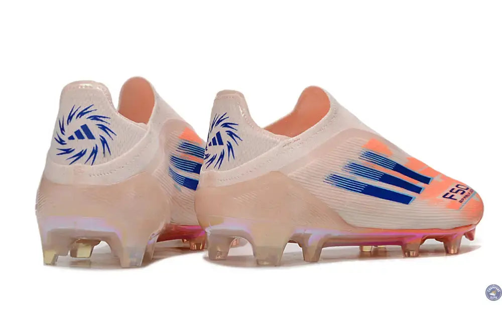 F50 Elite Laceless FG Spark Fusion - Beige/Orange/Bleu
