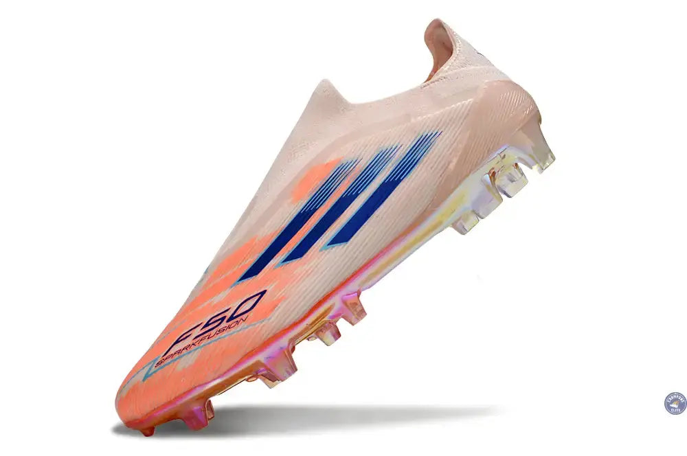 F50 Elite Laceless FG Spark Fusion - Beige/Orange/Bleu