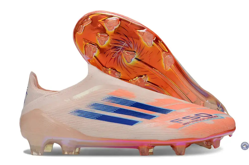 F50 Elite Laceless FG Spark Fusion - Beige/Orange/Bleu