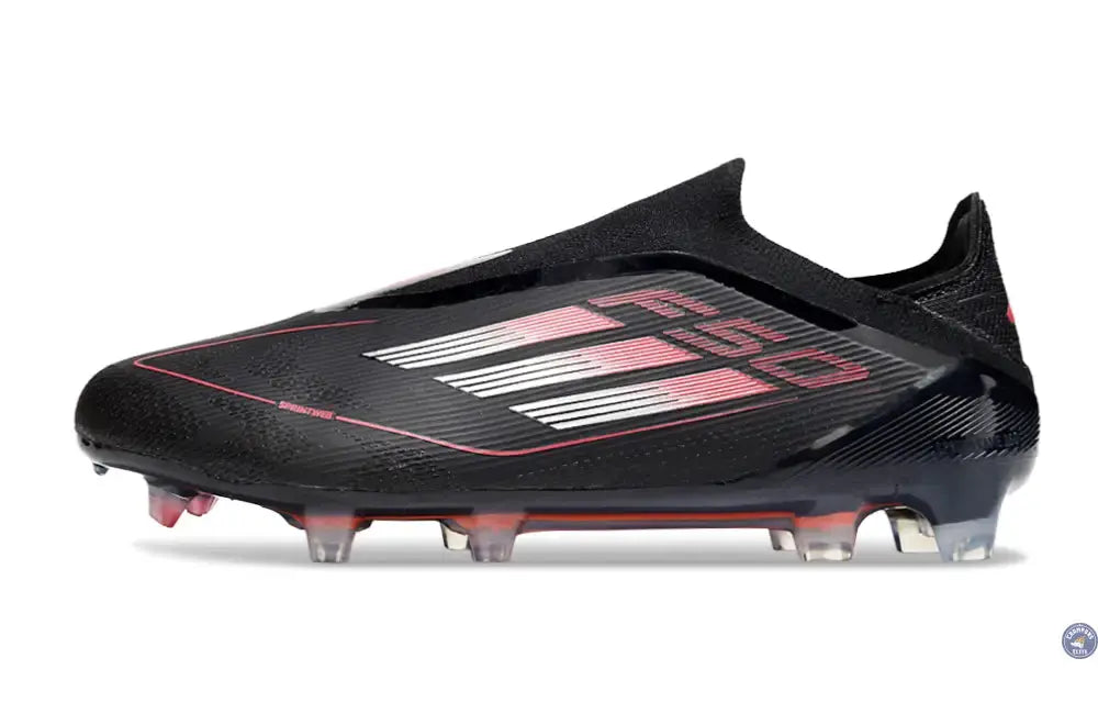 F50 Elite Laceless FG Stealth Victory - Noir/Argenté/Lucid Red