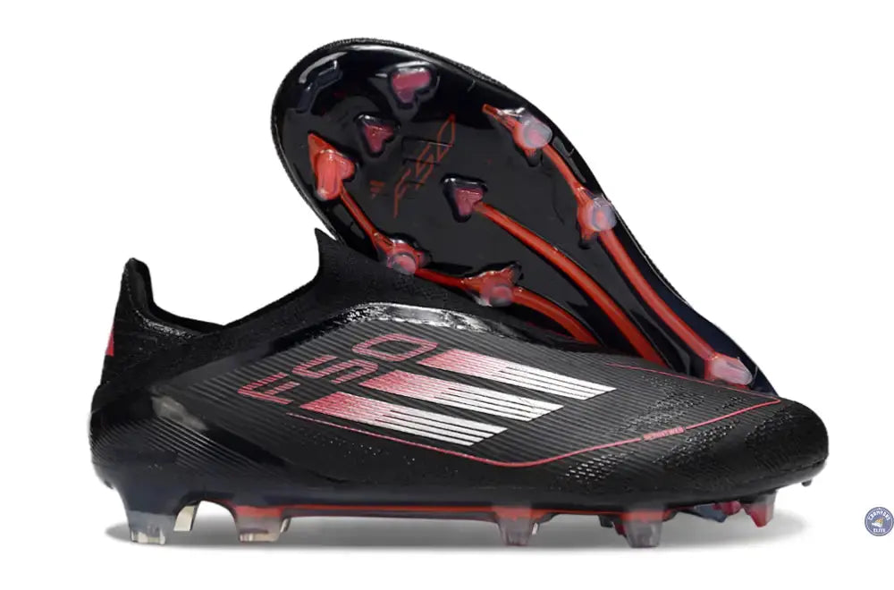 F50 Elite Laceless FG Stealth Victory - Noir/Argenté/Lucid Red
