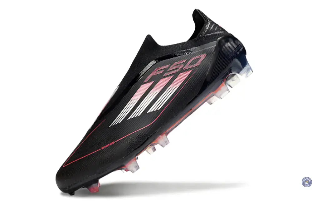 F50 Elite Laceless FG Stealth Victory - Noir/Argenté/Lucid Red