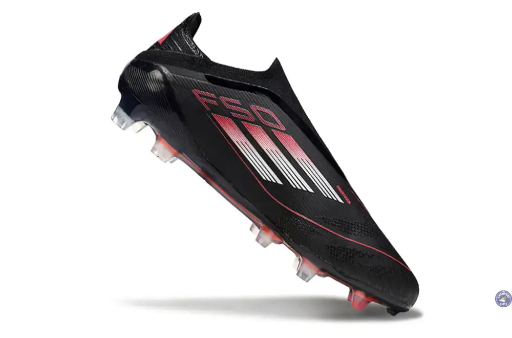 F50 Elite Laceless FG Stealth Victory - Noir/Argenté/Lucid Red