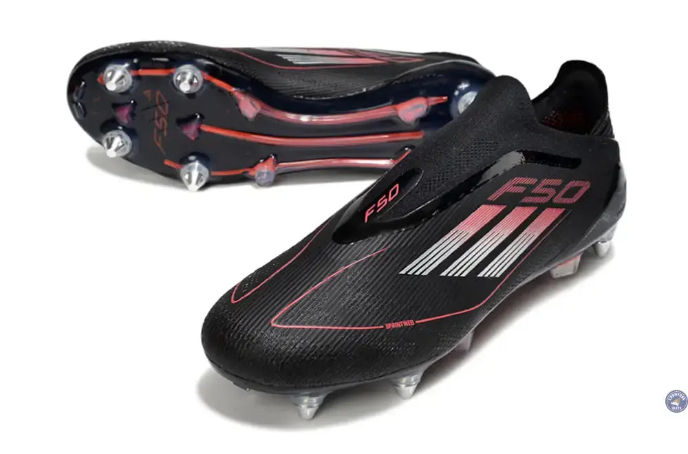 F50 Elite Laceless SG Stealth Victory - Noir/Argenté/Lucid Red