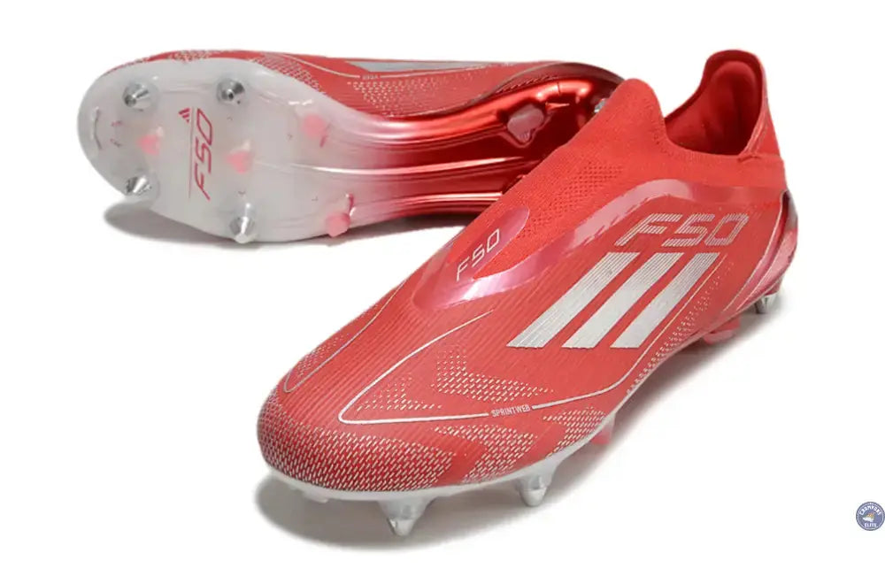 F50 Elite Laceless SG x Soccer.com - Rouge/Argent