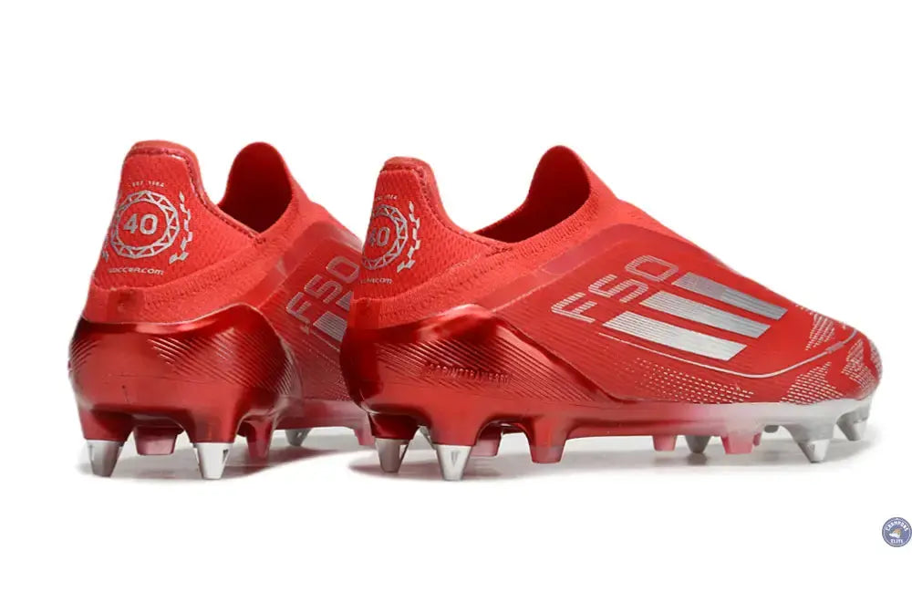 F50 Elite Laceless SG x Soccer.com - Rouge/Argent