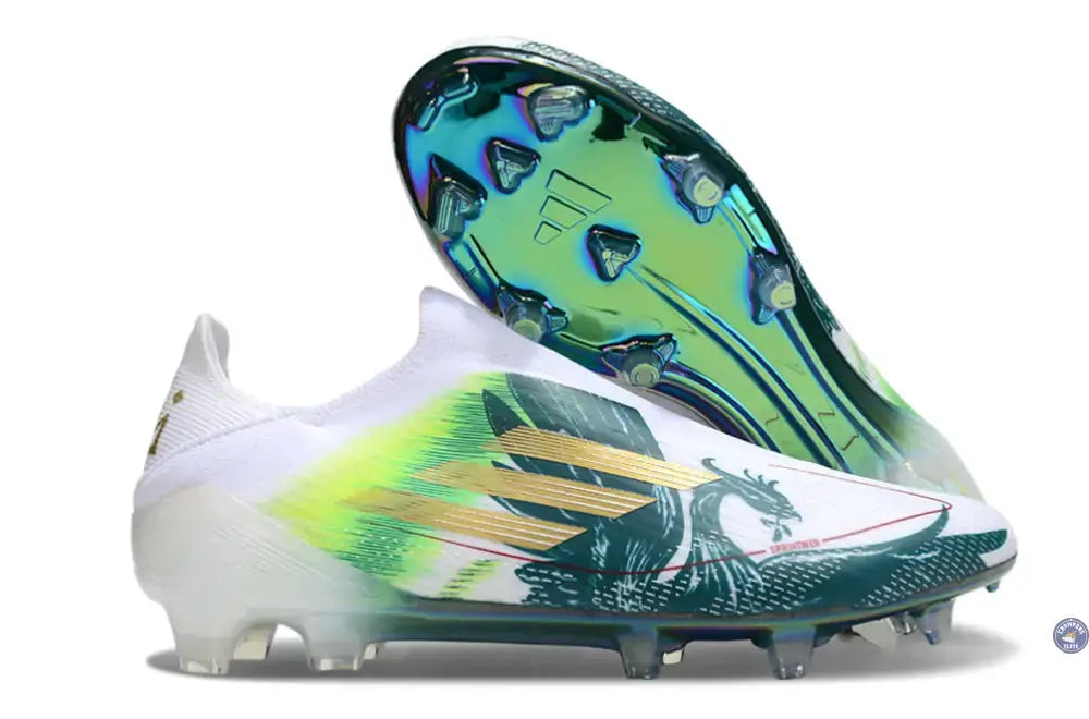 F50 Laceless Spécial Mohamed Salah FG - Blanc/Vert/Doré
