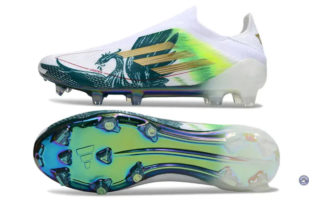 F50 Laceless Spécial Mohamed Salah FG - Blanc/Vert/Doré