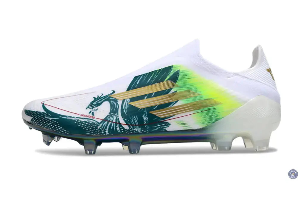 F50 Laceless Spécial Mohamed Salah FG - Blanc/Vert/Doré