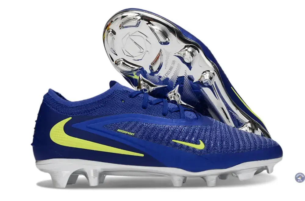 Phantom 6 Elite Low Cut FG - Bleu/Argenté/Jaune Fluo