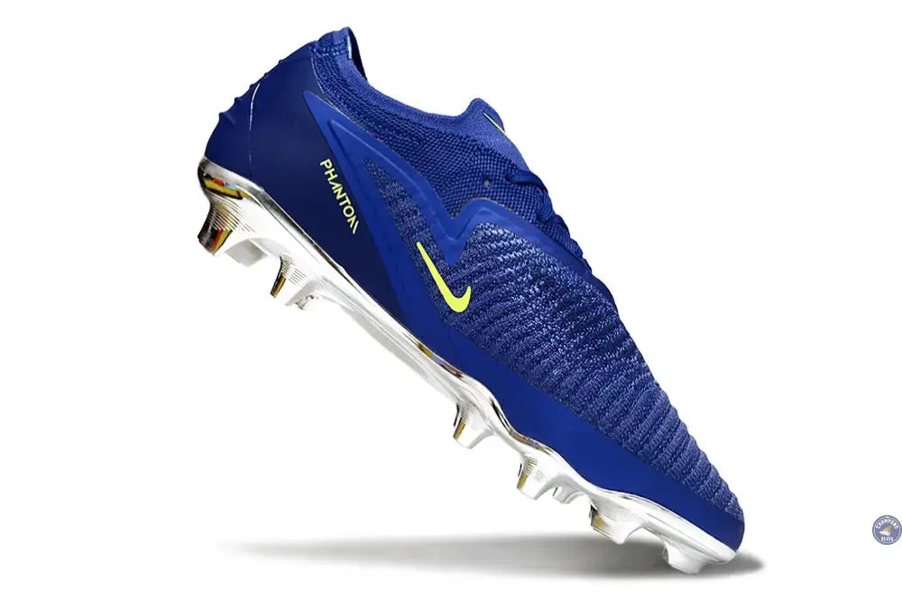 Phantom 6 Elite Low Cut FG - Bleu/Argenté/Jaune Fluo