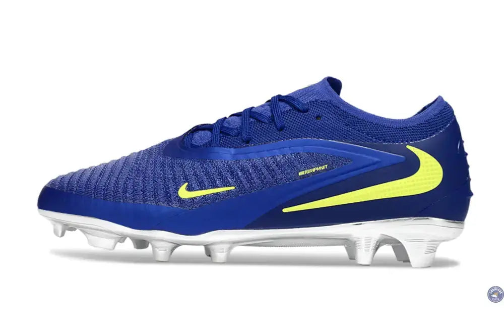 Phantom 6 Elite Low Cut FG - Bleu/Argenté/Jaune Fluo