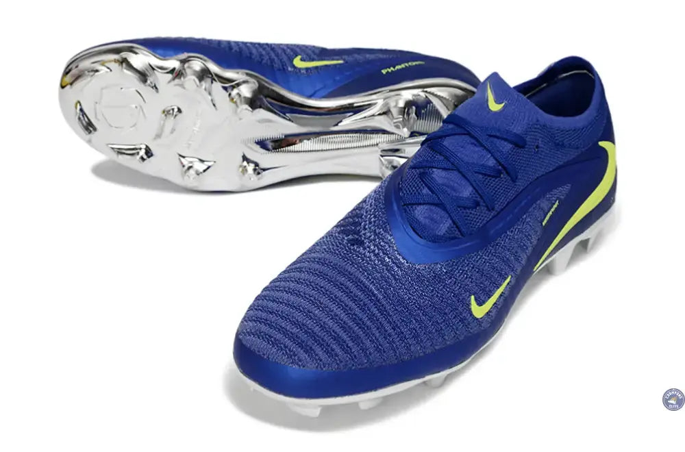 Phantom 6 Elite Low Cut FG - Bleu/Argenté/Jaune Fluo