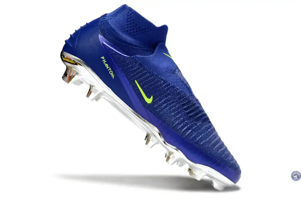 Phantom 6 Superfly Laceless High Cut FG - Bleu/Argenté/Jaune Fluo