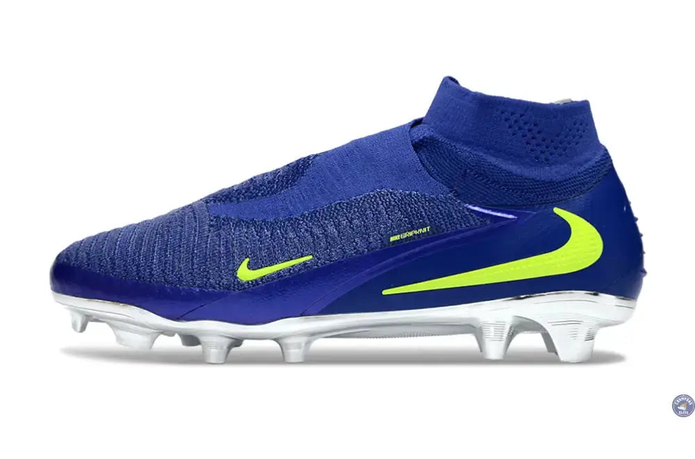 Phantom 6 Superfly Laceless High Cut FG - Bleu/Argenté/Jaune Fluo