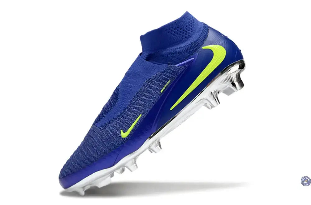 Phantom 6 Superfly Laceless High Cut FG - Bleu/Argenté/Jaune Fluo