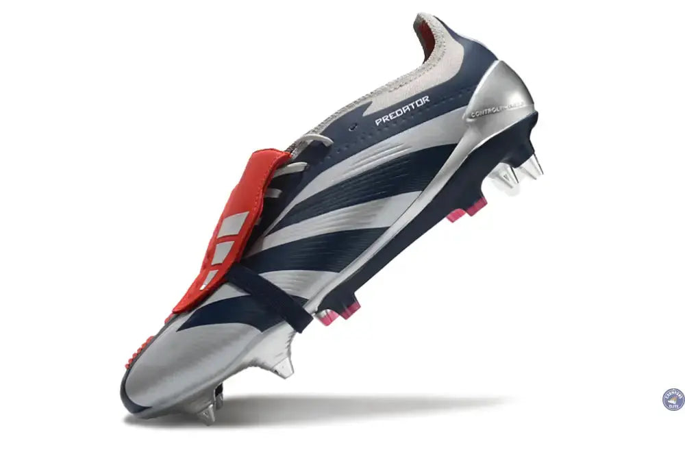 Predator Elite Fold-over Tongue SG Roteiro - Argenté/Bleu marine/Rouge ÉDITION LIMITÉE