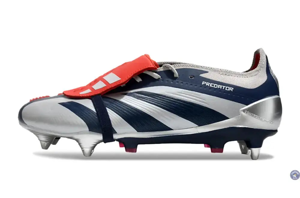 Predator Elite Fold-over Tongue SG Roteiro - Argenté/Bleu marine/Rouge ÉDITION LIMITÉE